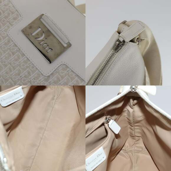 DIOR Trotter Canvas Shoulder Bag White Silver - Picture 11 of 12